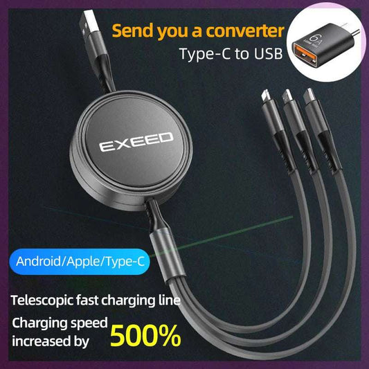 Micro Data EXEED LX TXL VX RX TX Wire USB Type C Fast Charger Cable Cell Phone Data 3-in-1Cord Cables